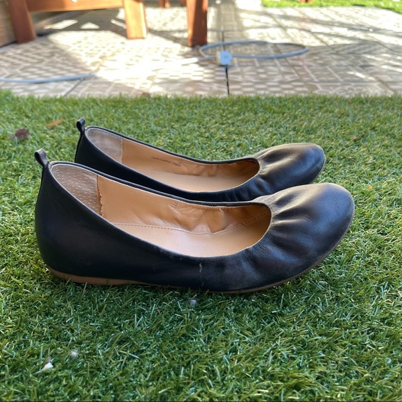 J Crew | Cece Black Leather Ballet Flats - Picture 2 of 12